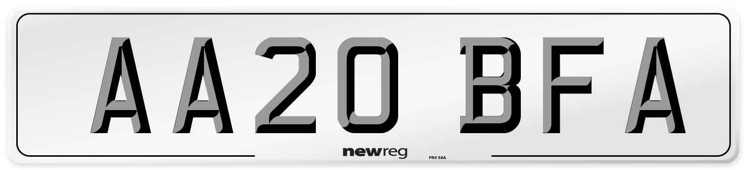 AA20 BFA Number Plate from New Reg